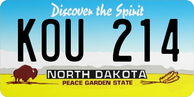 ND license plate KOU214