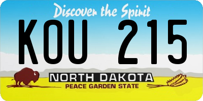 ND license plate KOU215