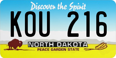 ND license plate KOU216