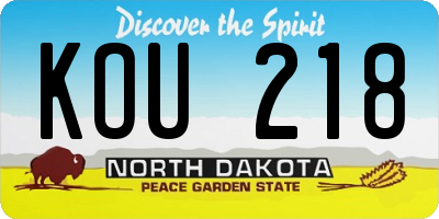 ND license plate KOU218