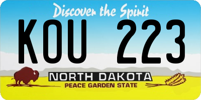 ND license plate KOU223