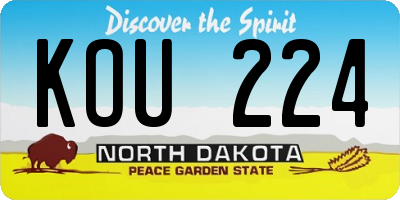 ND license plate KOU224