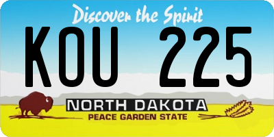 ND license plate KOU225