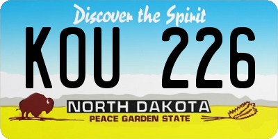 ND license plate KOU226