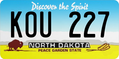 ND license plate KOU227