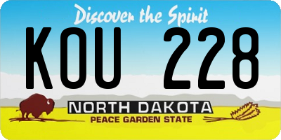 ND license plate KOU228