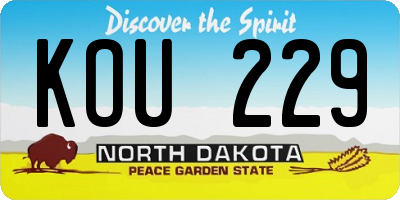 ND license plate KOU229