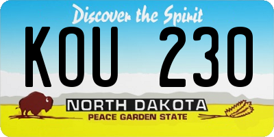 ND license plate KOU230