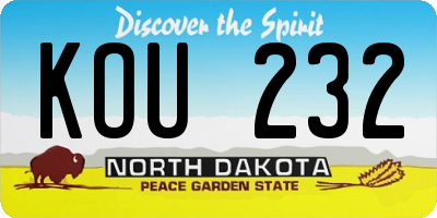 ND license plate KOU232
