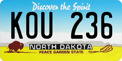ND license plate KOU236
