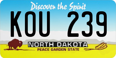 ND license plate KOU239