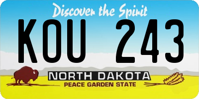 ND license plate KOU243