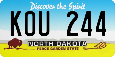 ND license plate KOU244