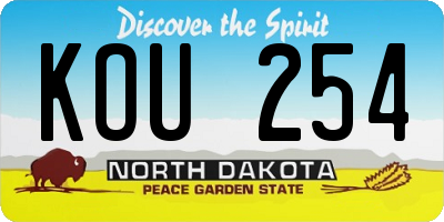 ND license plate KOU254