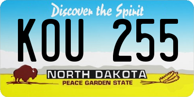 ND license plate KOU255