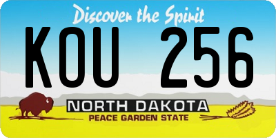 ND license plate KOU256