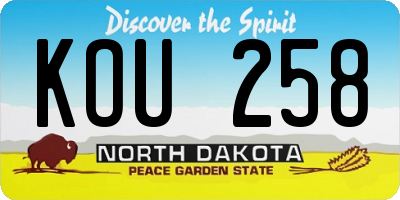ND license plate KOU258