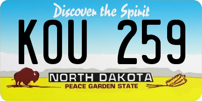 ND license plate KOU259