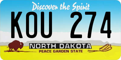 ND license plate KOU274