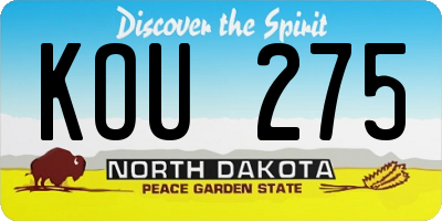 ND license plate KOU275