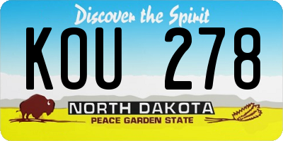 ND license plate KOU278