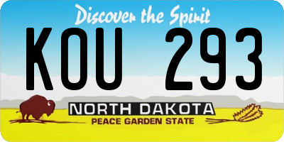ND license plate KOU293