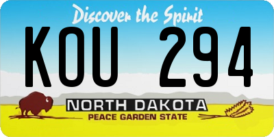 ND license plate KOU294