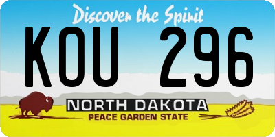 ND license plate KOU296