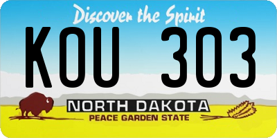 ND license plate KOU303