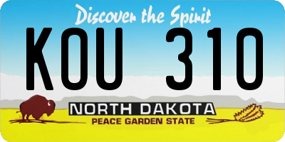 ND license plate KOU310