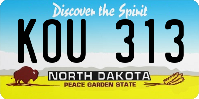 ND license plate KOU313