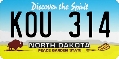 ND license plate KOU314