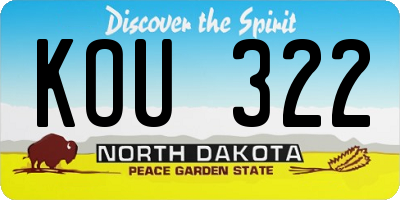 ND license plate KOU322