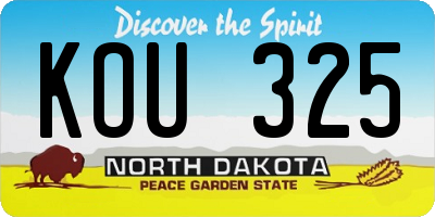 ND license plate KOU325