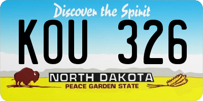 ND license plate KOU326