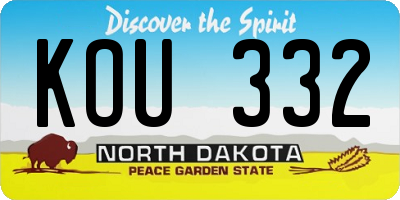 ND license plate KOU332
