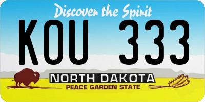 ND license plate KOU333