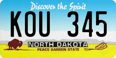 ND license plate KOU345