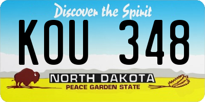 ND license plate KOU348