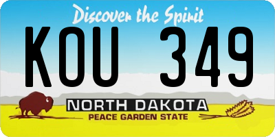 ND license plate KOU349