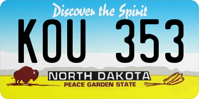 ND license plate KOU353
