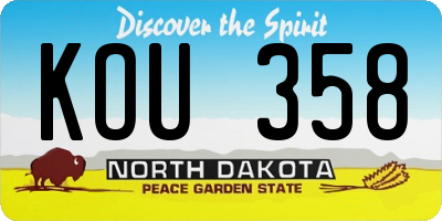 ND license plate KOU358