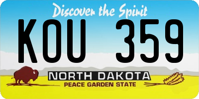 ND license plate KOU359