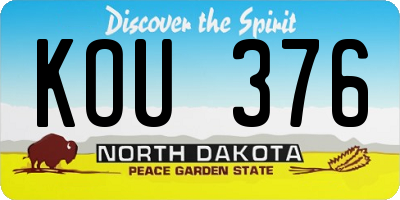 ND license plate KOU376