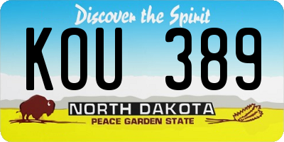 ND license plate KOU389