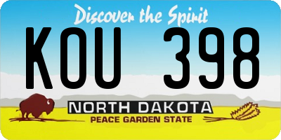 ND license plate KOU398