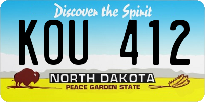 ND license plate KOU412