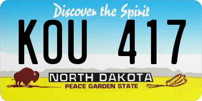 ND license plate KOU417