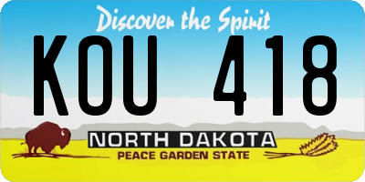 ND license plate KOU418