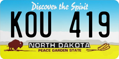 ND license plate KOU419